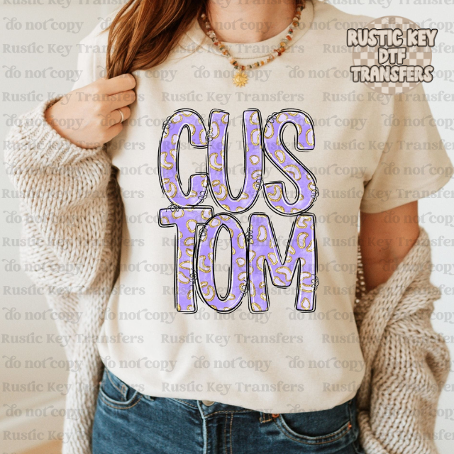 Lavender cheetah custom DTF Transfer, Ready to Press