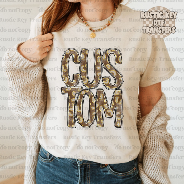 Brown cheetah custom DTF Transfer, Ready to Press