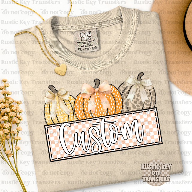 Pumpkins Custom Name plate DTF Transfer, Ready to Press