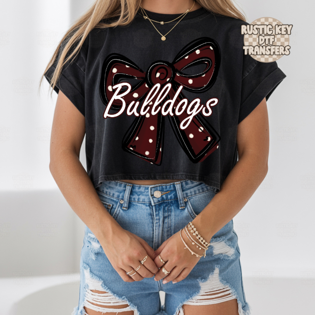 Bulldogs Polka dot bow DTF Transfer, Ready to Press