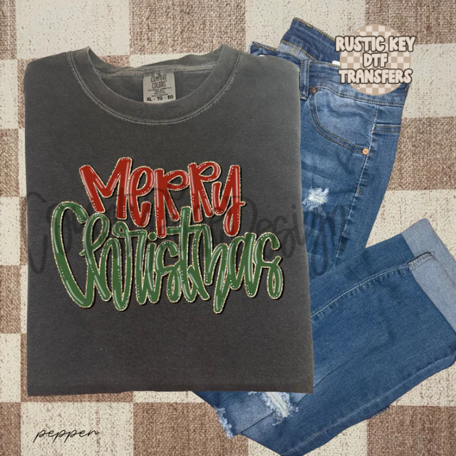 Merry Christmas DTF Transfer, Ready to Press