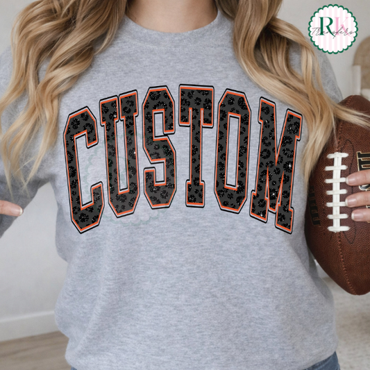 Custom leopard faux glitter DTF Transfer, Ready to Press Rustic Key Transfers