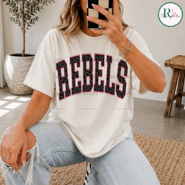 Rebels leopard faux DTF Transfer, Ready to Press Rustic Key Transfers