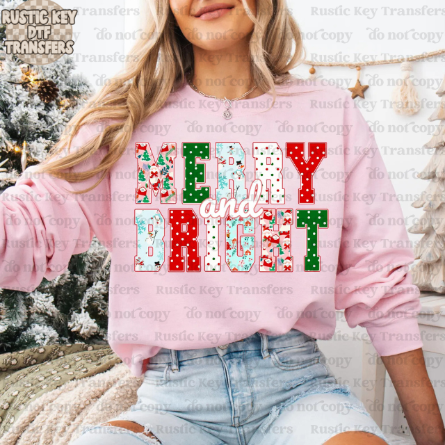 Merry Bright DTF Transfer, Ready to Press