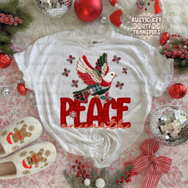 Peace on Earth DTF Transfer, Ready to Press