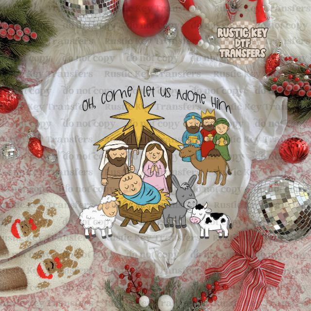 Oh come let us adore him DTF Transfer, Ready to Press