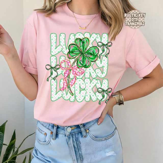 Lucky x3 DTF Transfer, Ready to Press