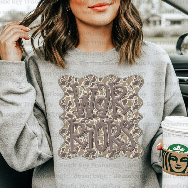 Warriors camo DTF Transfer, Ready to Press