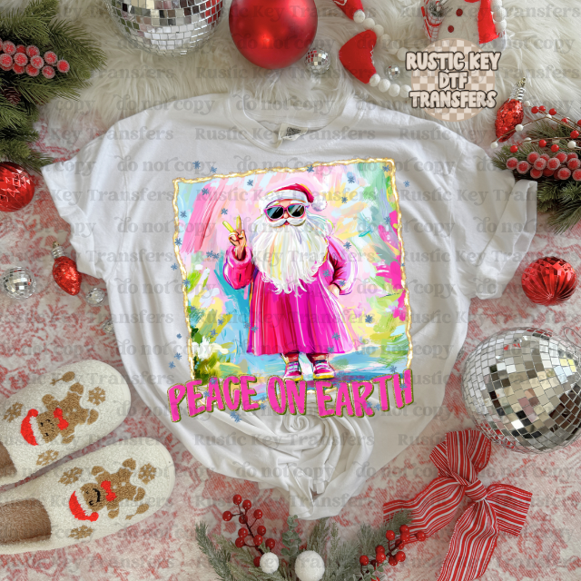 Peace on earth DTF Transfer, Ready to Press