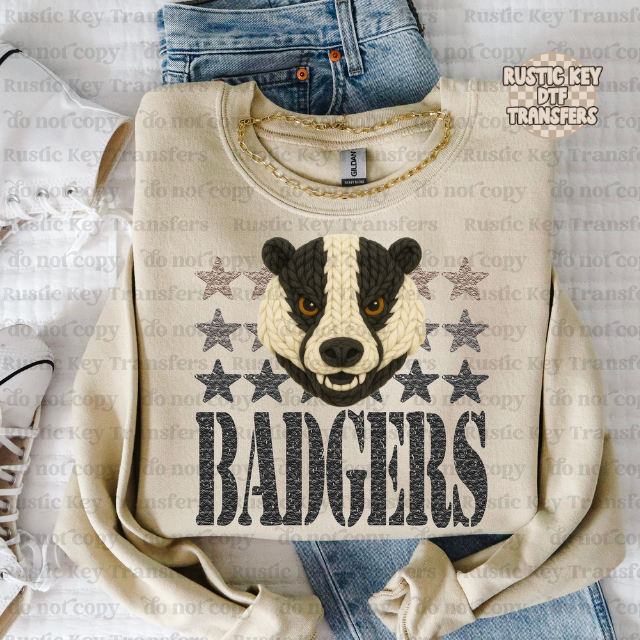 Badgers yarn mascot DTF Transfer, Ready to Press