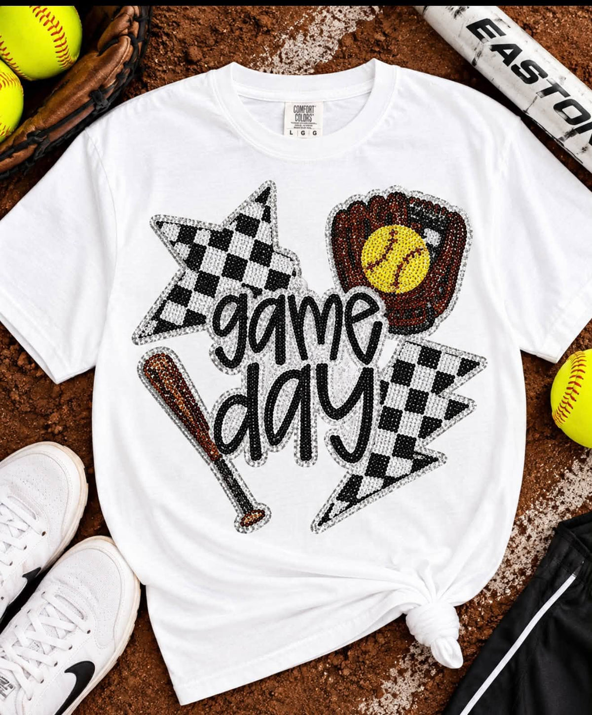 Game Day softball chenille patch Rustic Key Transfers