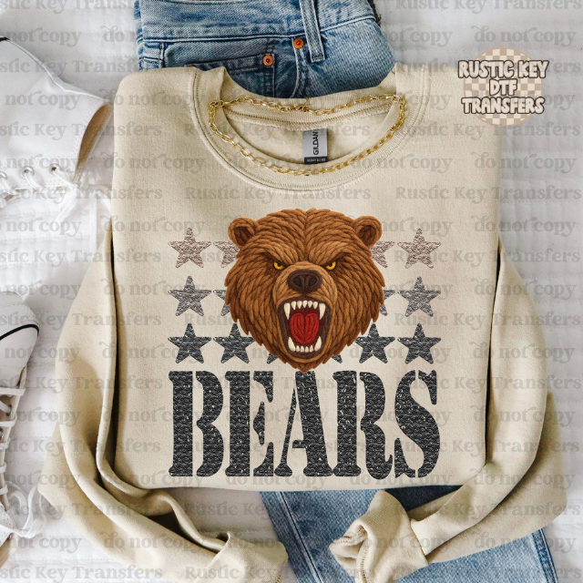Bears yarn mascot DTF Transfer, Ready to Press
