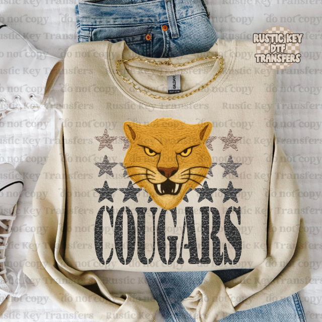 Cougars yarn mascot DTF Transfer, Ready to Press