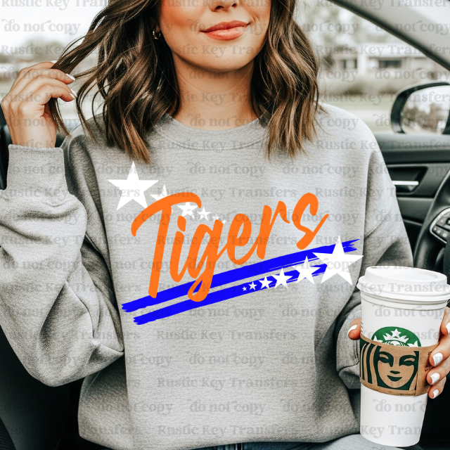 Tigers Spirit stars mascot DTF Transfer, Ready to Press