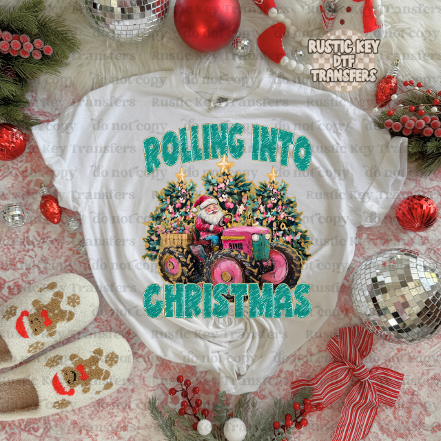 Rolling into Christmas DTF Transfer, Ready to Press