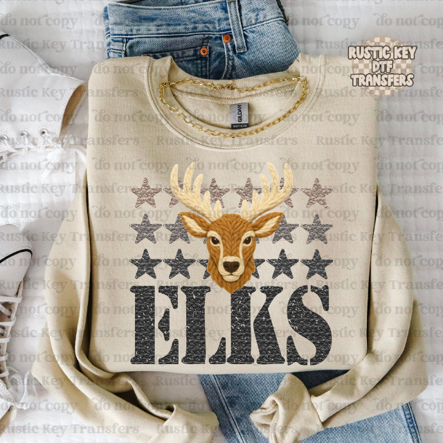 Elks yarn mascot DTF Transfer, Ready to Press