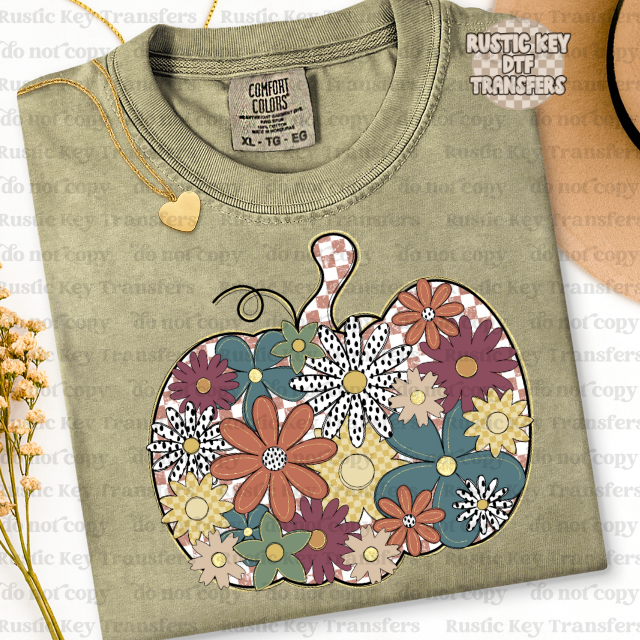 Floral pumpkin DTF Transfer - Ready To Press