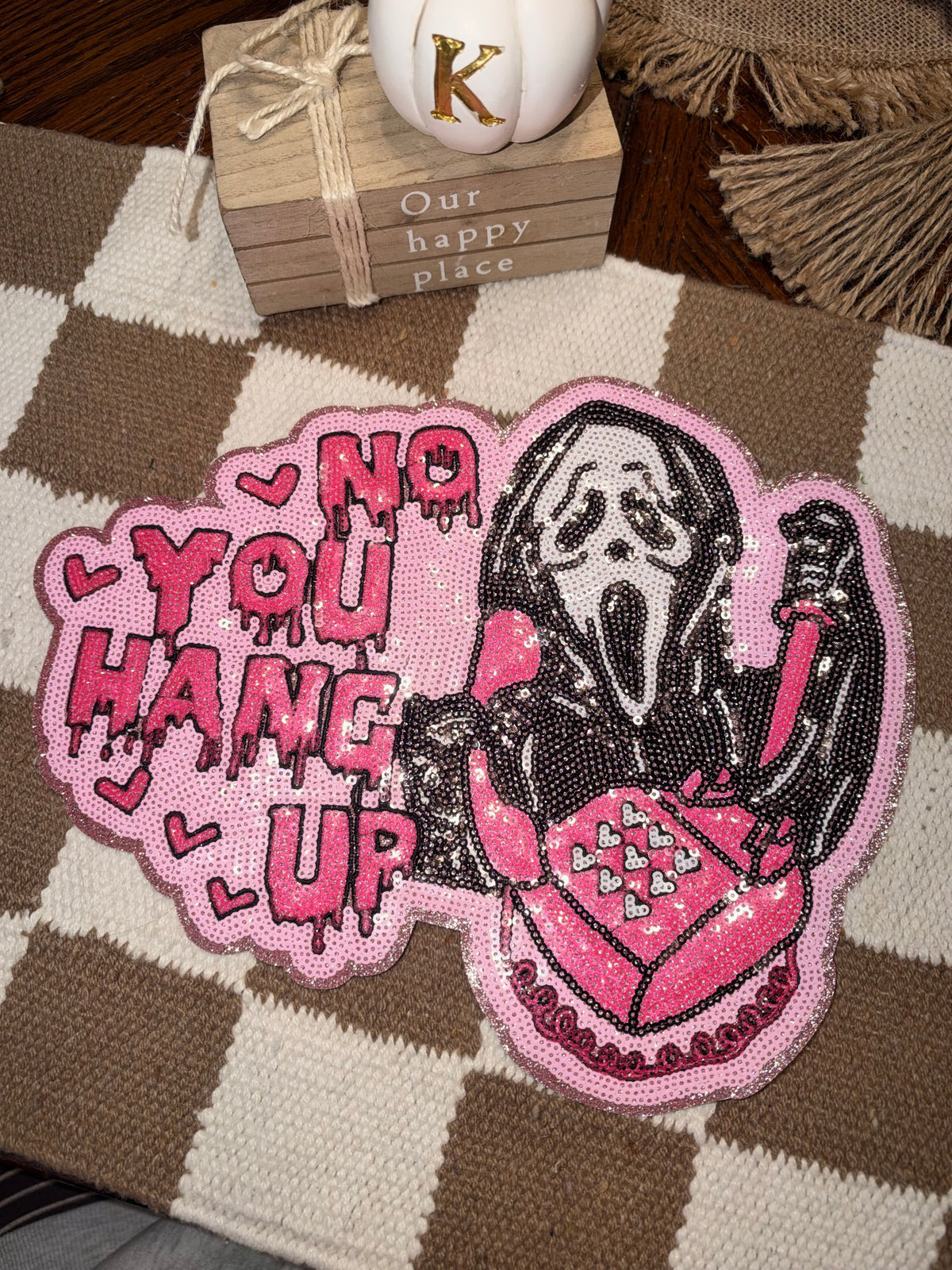 No you hang up chenille patch Rustic Key Transfers