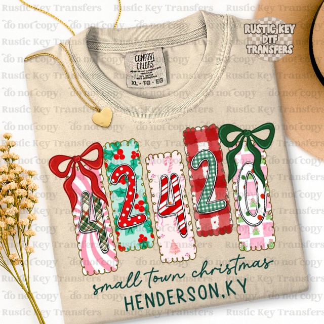 Small town Christmas Henderson DTF Transfer, Ready to Press