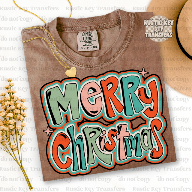 Merry Christmas DTF Transfer, Ready to Press