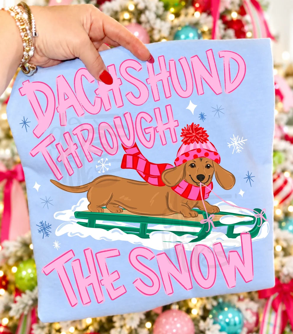 Dachschund through the snow DTF Transfer, Ready to Press Rustic Key Transfers