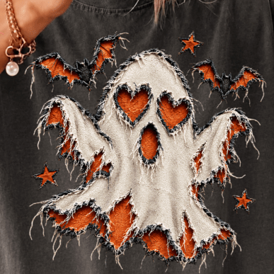 Ghost patchwork DTF Transfer, Ready to Press Rustic Key Transfers