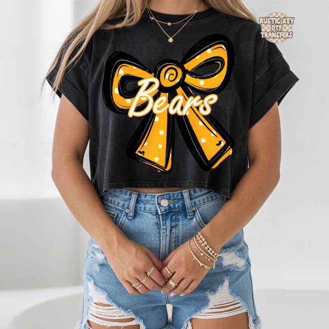 Bears Polka dot bow DTF Transfer, Ready to Press