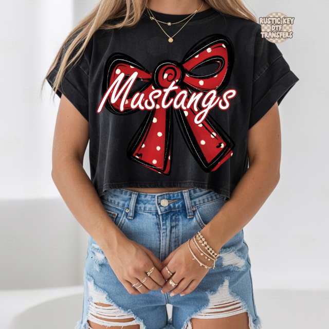 Mustangs Polka dot bow DTF Transfer, Ready to Press