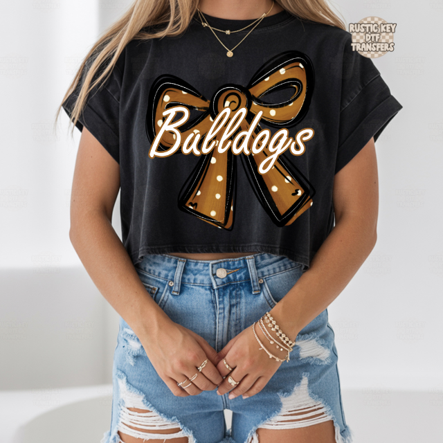 Bulldogs Polka dot bow DTF Transfer, Ready to Press