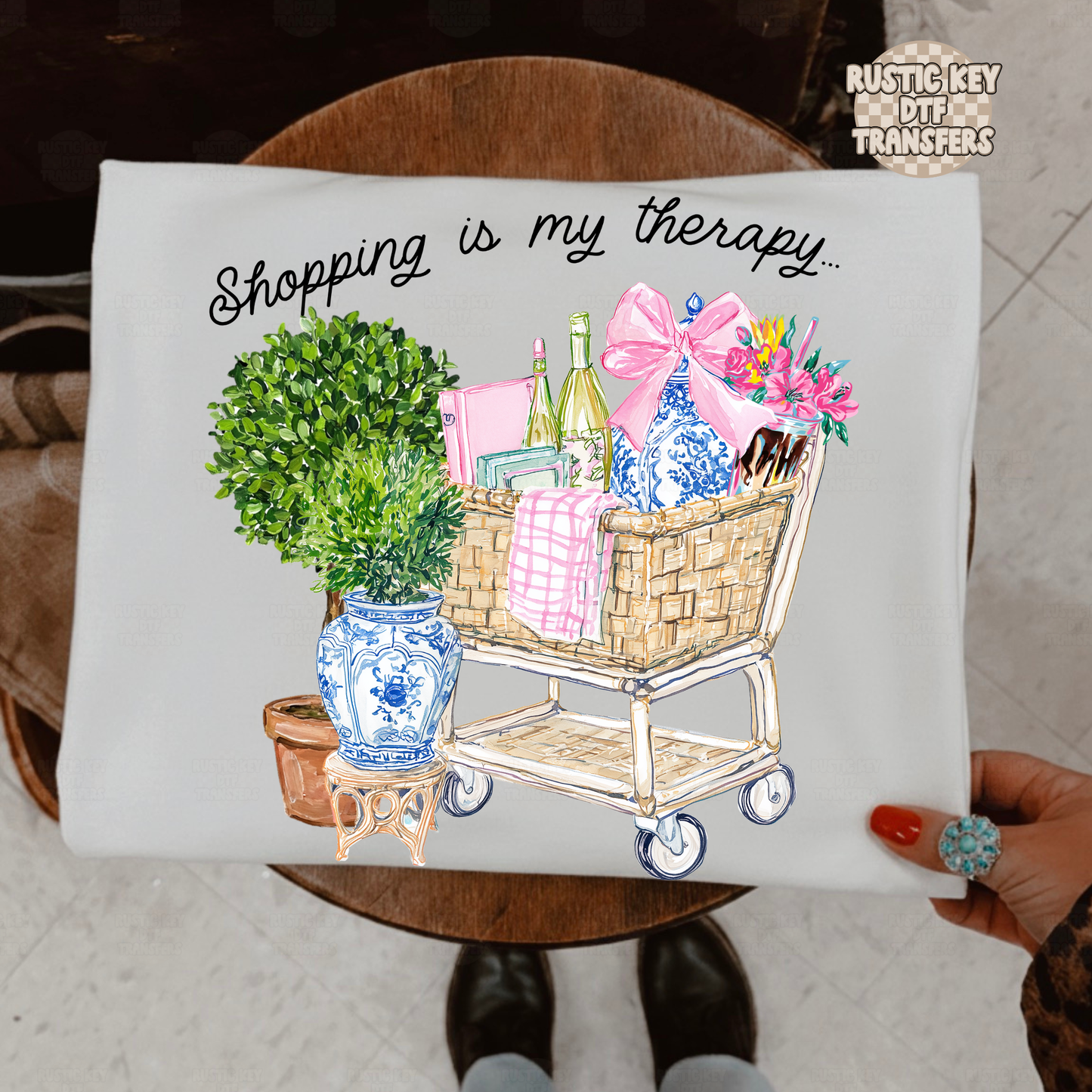 Shopping is my therapy (black) DTF Transfer, Ready to Press
