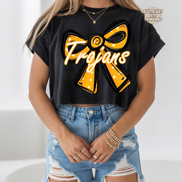 Trojans Polka dot bow DTF Transfer, Ready to Press