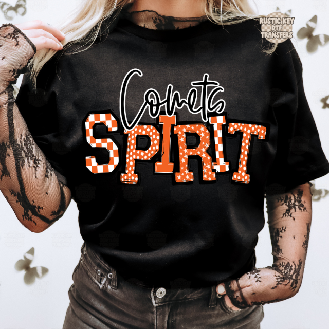 Comets Spirit DTF Transfer, Ready to Press