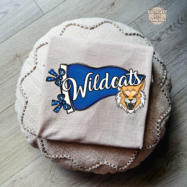 Wildcats mascot pennat DTF Transfer, Ready to Press