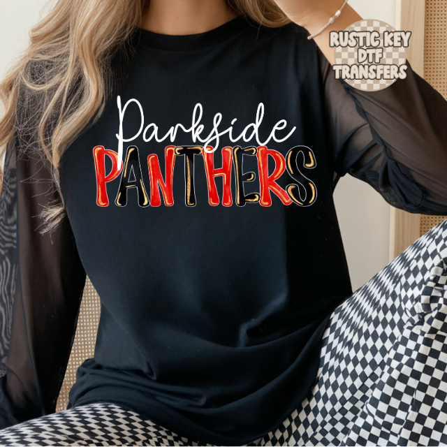 Parkside Panthers glitter pop mascot DTF Transfer, Ready to Press