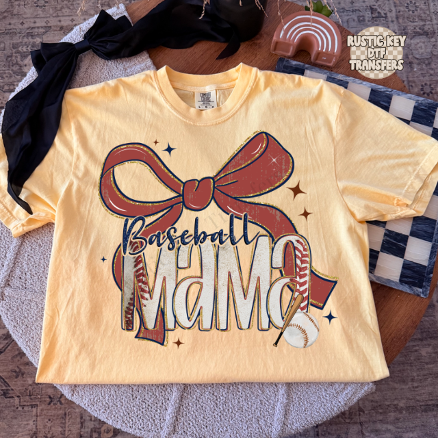Preppy Baseball Mama DTF Transfer, Ready to Press