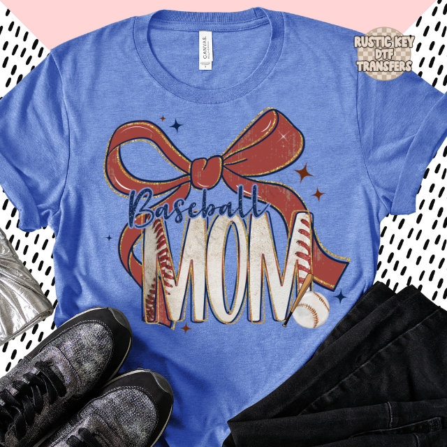 Preppy Baseball Mom DTF Transfer, Ready to Press