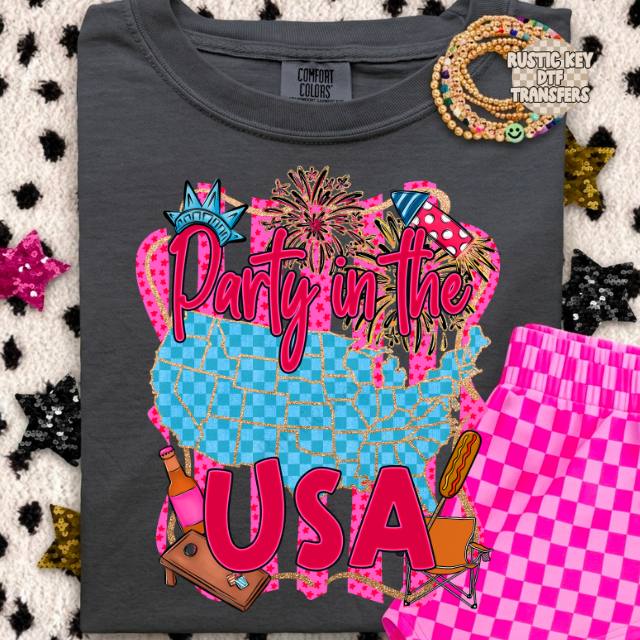 Party in the USA DTF Transfer, Ready to Press