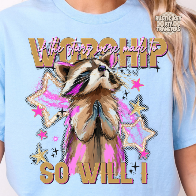 Racoon if the stars were made to worship DTF Transfer, Ready to Press