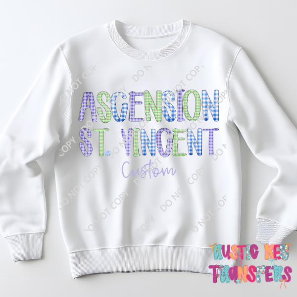 Ascension St. Vincent Custom crewneck sweatshirt Rustic Key Transfers