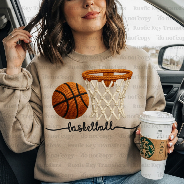 Basketball Faux Yarn DTF Transfer, Ready to Press