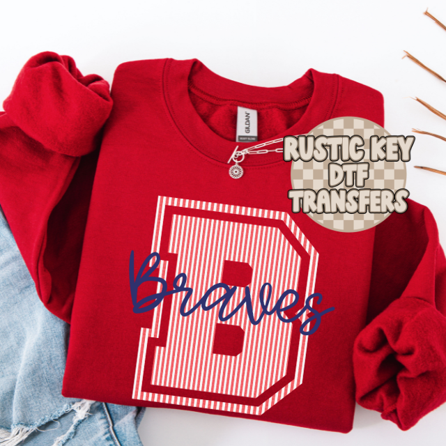 Braves seersucker (Navy & Red) DTF TRANSFER