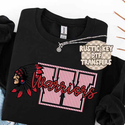 Warriors seersucker mascot DTF TRANSFER