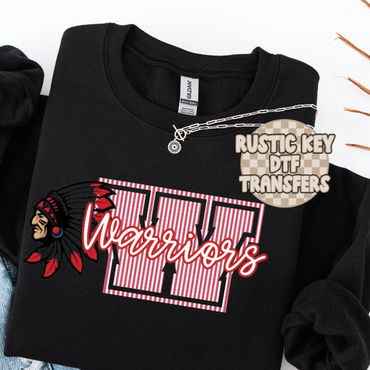 Warriors seersucker mascot DTF TRANSFER