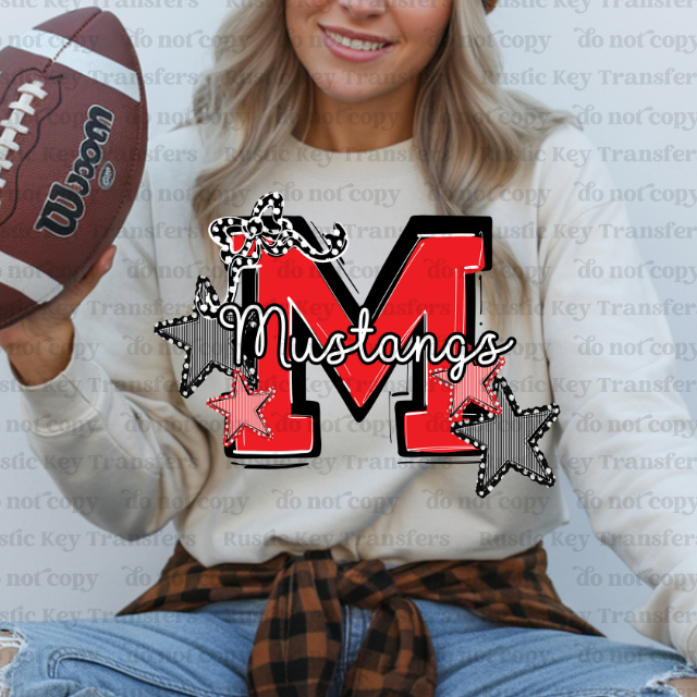 Mustangs mascot DTF Transfer, Ready to Press