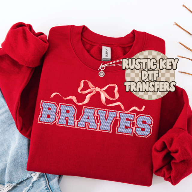 Braves seersucker bow (Navy & Red) DTF TRANSFER