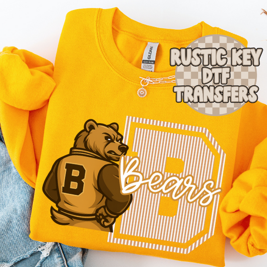 Central Bears seersucker mascot (Gold) DTF TRANSFER