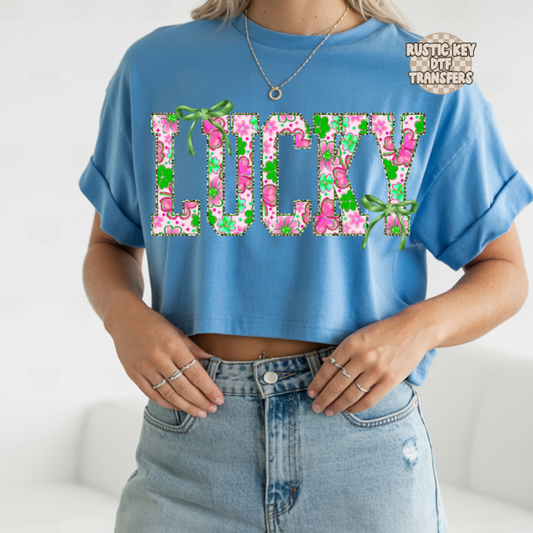 Coquette Lucky St Patrick's Day DTF Transfer, Ready to Press