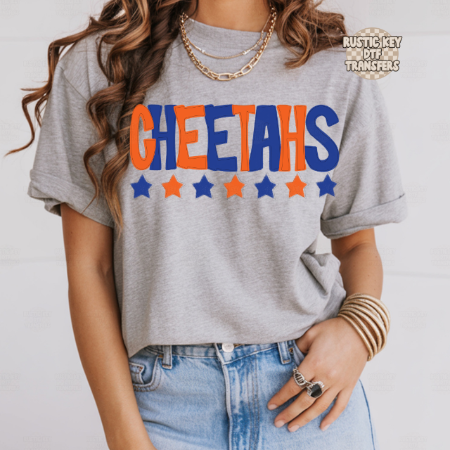 Cheetahs stars DTF Transfer, Ready to Press