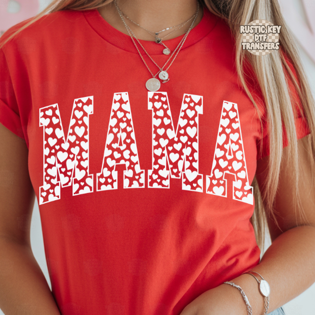 Mama heart white DTF Transfer, Ready to Press