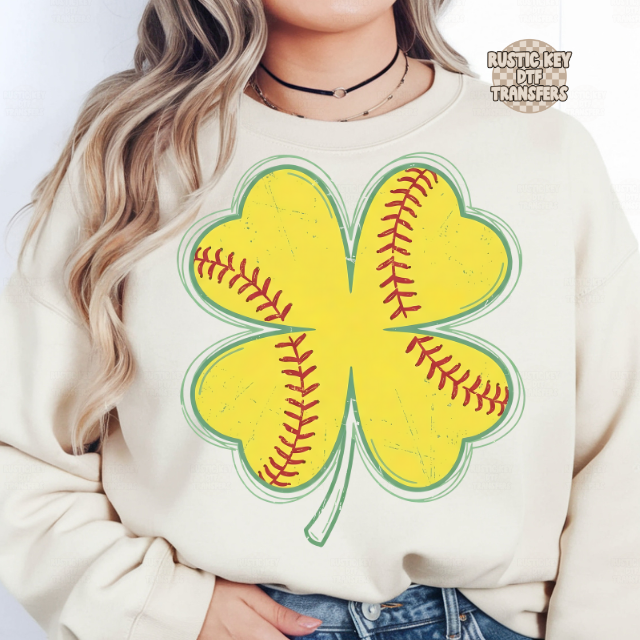 Softball shamrock DTF Transfer, Ready to Press